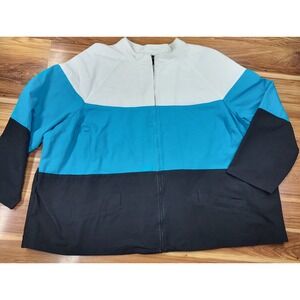 Maggie Barnes Color Block Jacket Plus Size‎ 4X 30/32W Beach Retro Blue Lagenlook